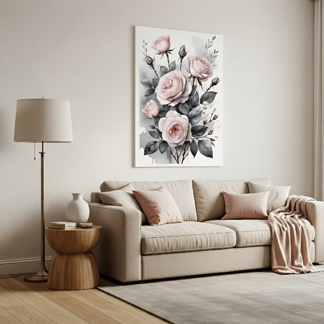 Affiche Pink Roses Watercolor Painting (Créateur téléchargé)