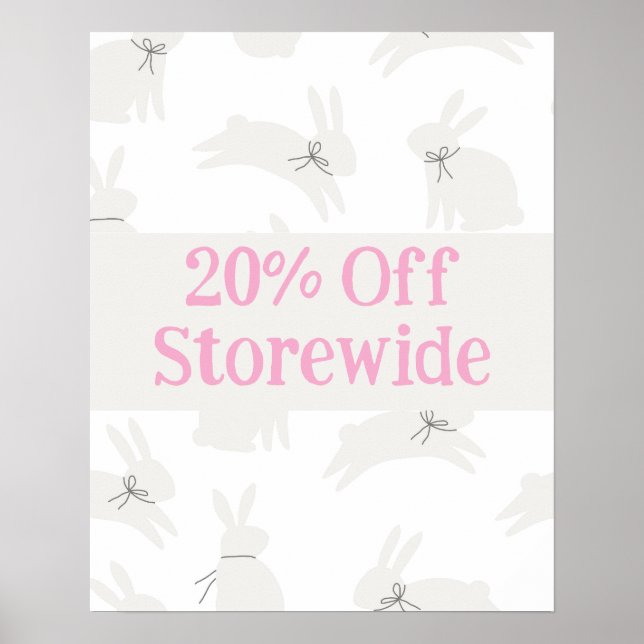 Affiche Pink Sale Signe, 20% De Promo Poster, Vente de Pâq (Devant)