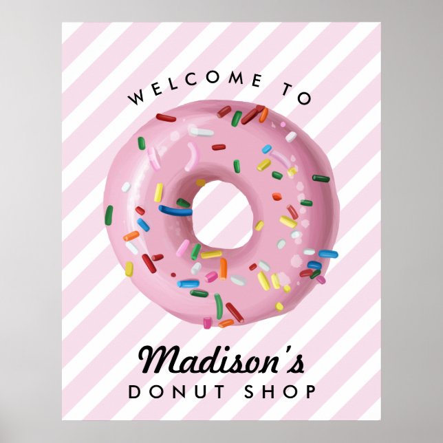 Affiche Pink Sprinkle Donut Birthday Welcome Sign (Devant)