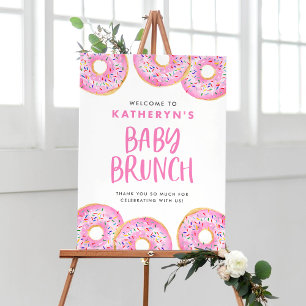 Affiche Pink Sprinkle Donuts Baby Brunch Bienvenue