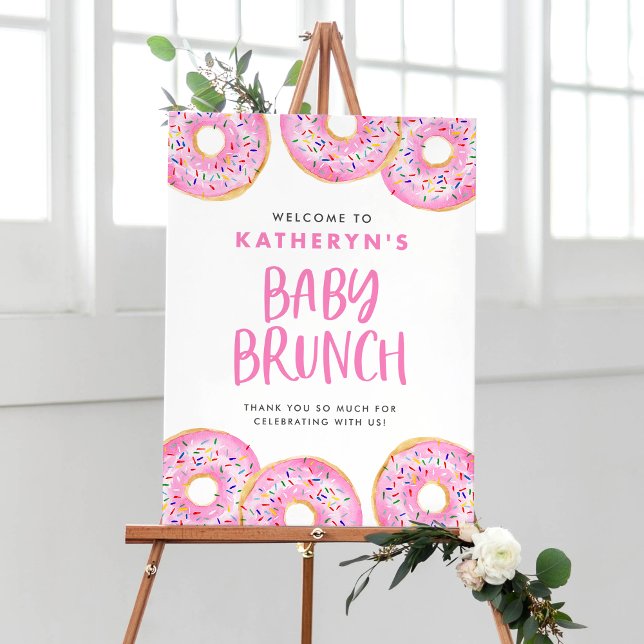 Affiche Pink Sprinkle Donuts Baby Brunch Bienvenue (Créateur téléchargé)