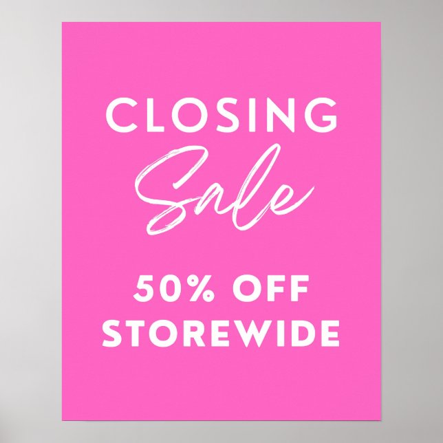 Affiche Pink Store Fermer Vente Signal, 50% De Promo (Devant)