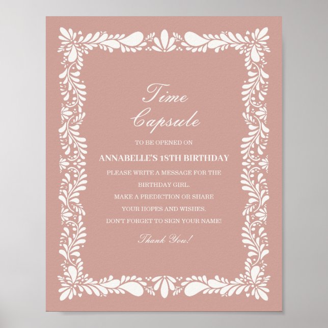 Affiche Pink Talavera Carrelage Temps Capsule Baby Anniver (Devant)