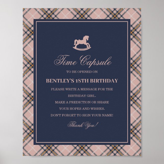 Affiche Pink Tartan Plaid Rocking Horse Time Capsule (Devant)
