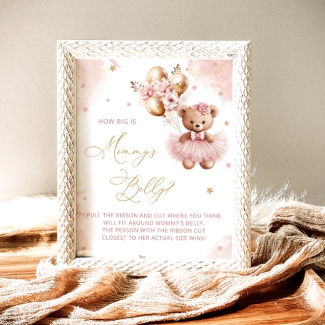 Affiche Pink Teddy Bear Balloons How big is Mommy's Belly (Créateur téléchargé)