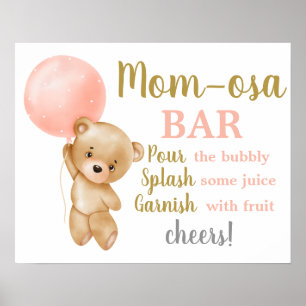 Affiche Pink Teddy Bear Momosa Bar Symbole fille