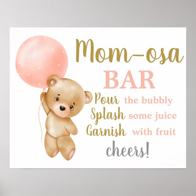 Affiche Pink Teddy Bear Momosa Bar Symbole fille (Devant)