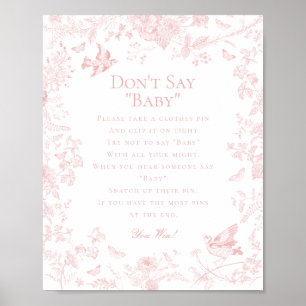 Affiche Pink Toile De Jouy Dont Dire Baby shower Jeu