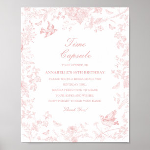 Affiche Pink Toile De Jouy Time Capsule Baby Birthday Jeu