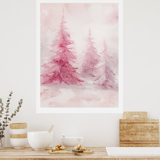 Affiche Pink Tree Wall Art – Elegant Floral Home D (Cuisine)