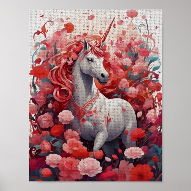 Affiche Pink Unicorn & Peony Dreamscape Fantasy (Devant)
