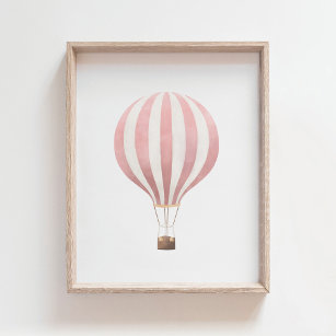 Affiche Pink Watercolor Hot Air Balloon Nursery
