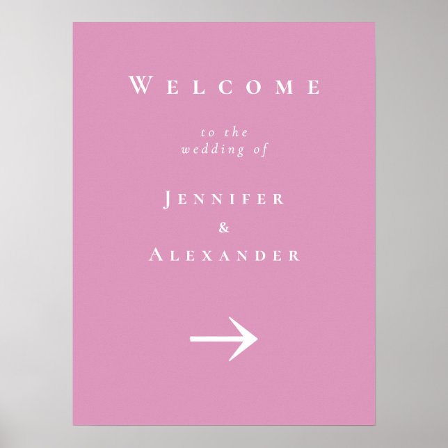Affiche Pink Welcome to Mariage Sign (Devant)