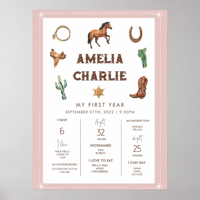Affiche Pink Western Première année Premier anniversaire J (Devant)