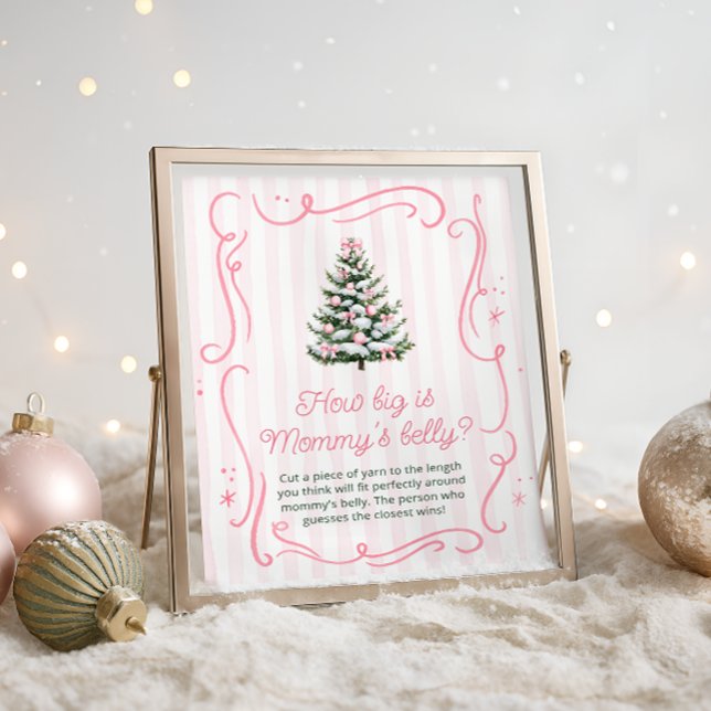 Affiche Pink Winter Baby Shower How Big is Mommy's Belly (Créateur téléchargé)
