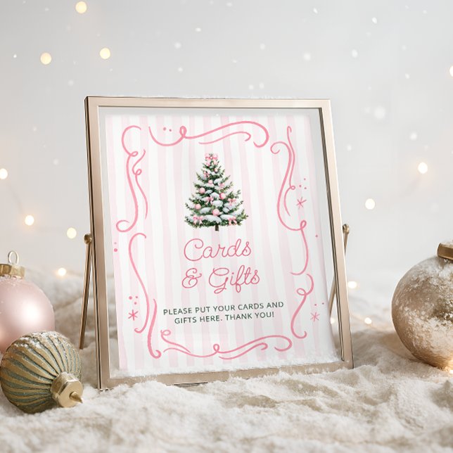 Affiche Pink Winter Christmas Baby Shower Cards and Gifts (Créateur téléchargé)