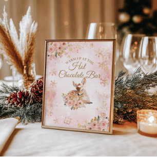 Affiche Pink Winter Deer C'est une fille Baby shower Hot B