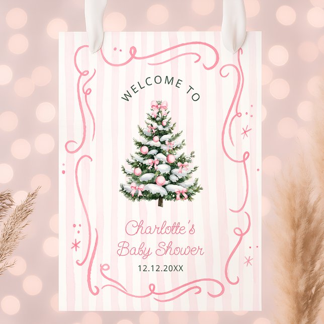 Affiche Pink Winter Girl Baby Shower Welcome (Créateur téléchargé)
