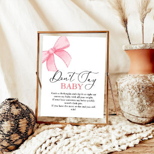 Affiche PinkBow ne dit pas bébé' Baby shower signe de jeu