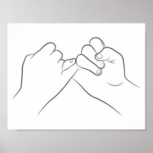 Affiche Pinky Promise Ligne Minimale Art Mal Simple Modern