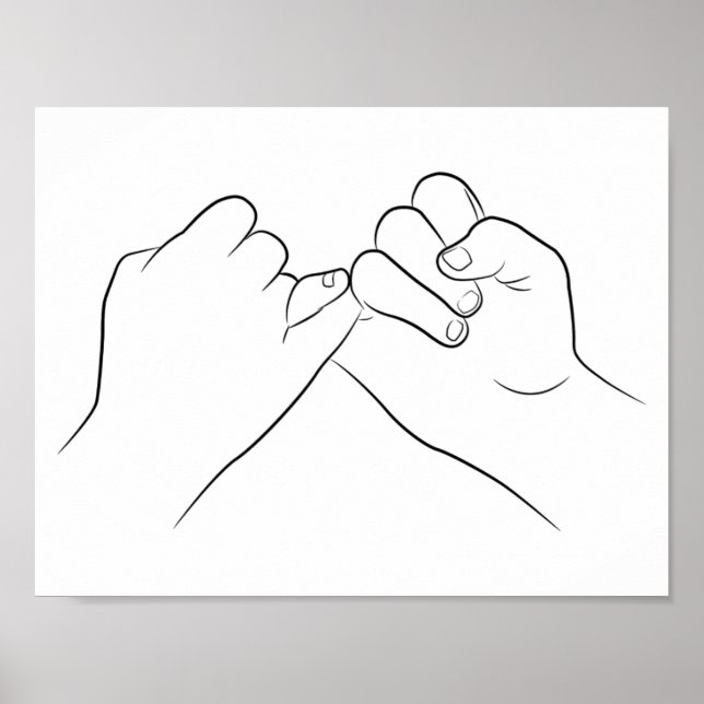 Affiche Pinky Promise Ligne Minimale Art Mal Simple Modern (Devant)