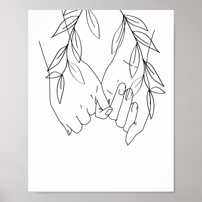 Affiche Pinky Promise Line Art avec Feuilles (Devant)