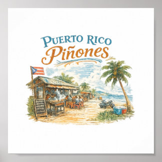 Affiche Piñones Patrimoine Tropical de Porto Rico Art