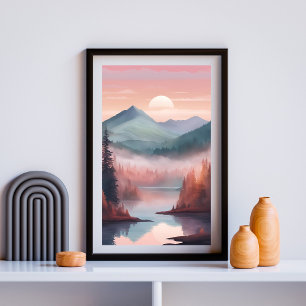 Affiche Pins Crimson - DreamForest Sunrise Paysage Ar