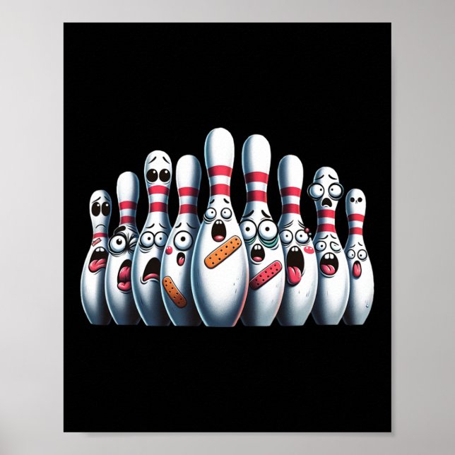 Affiche Pins De Bowling Sympa Bowling Sport Bowling Peur (Devant)