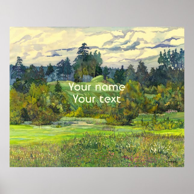 Affiche Pins peint aquarelle sur soie (Devant)