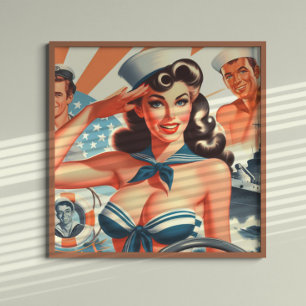 Affiche Pinup à voile mignonne