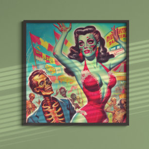 Affiche Pinup d'horreur Zombie