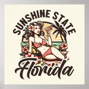Affiche Pinup Floride rétro