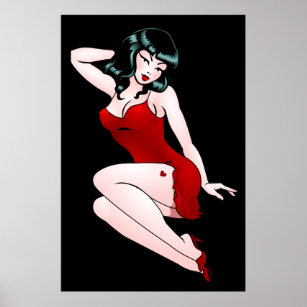 Affiche Pinup Girl Imprime Retro les années 50 Pinup Art C