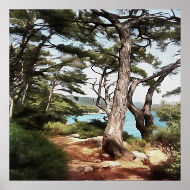 Affiche Pinus pinea Pinetree Forest Painting (Devant)