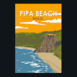 Affiche Pipa Beach Brésil Travel Art Vintage<br><div class="desc">Pipa Beach dans un style vectoriel. Pipa Beach est l'une des plages les plus célèbres du Brésil. Situé à côté de la ville de Natal,  la capitale de l'état du Rio Grande do Norte.</div>