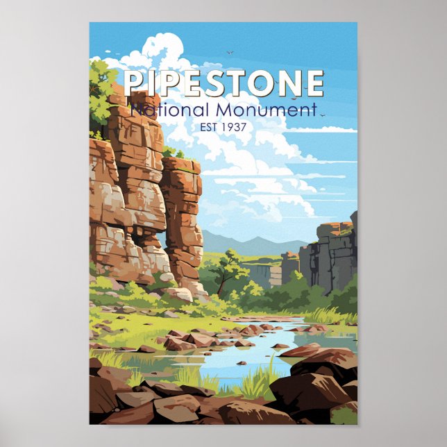 Affiche Pipestone Monument National Minnesota Travel Art (Devant)