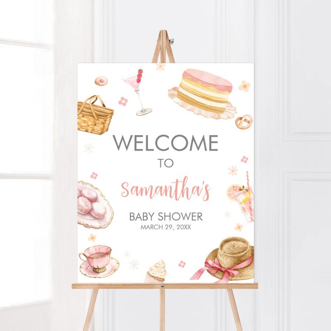 Affiche Pique-nique Baby shower Brunch pour bébé Bienvenue (Picnic Baby Brunch Baby Shower Welcome Sign)