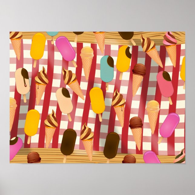 Affiche Pique-nique vintage de glace (Devant)