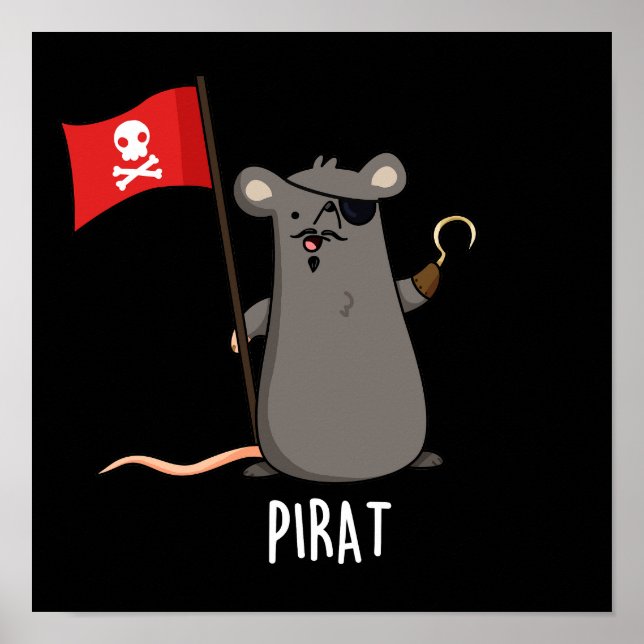 Affiche Pirat Funny Pirate Rat Pun Dark BG (Devant)