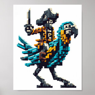 Affiche Pirate à cheval sur perroquet Style de bloc de jeu
