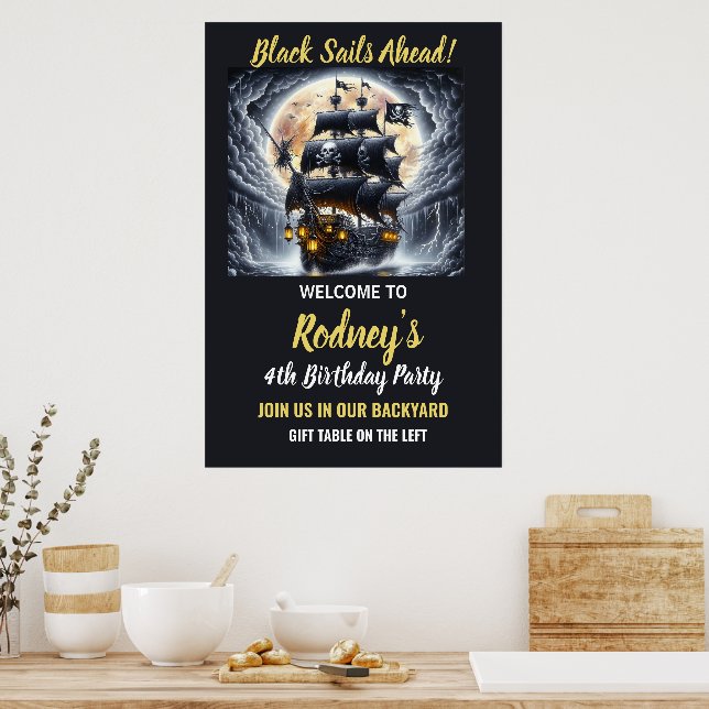 Affiche Pirate Bounty Ahead Anniversaire  (Cuisine)