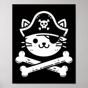 Affiche Pirate Chat Crossbones Amoureux de les chats Chats
