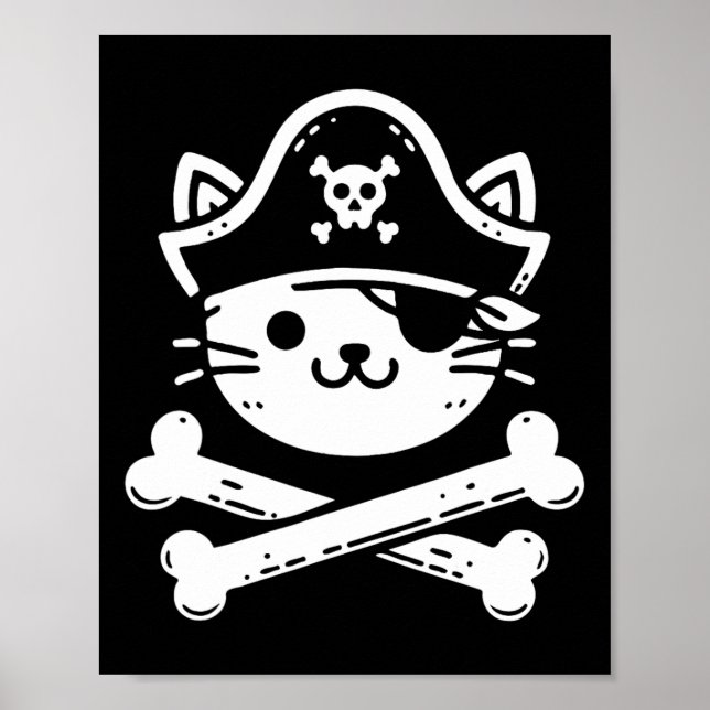Affiche Pirate Chat Crossbones Amoureux de les chats Chats (Devant)