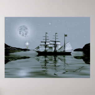 Affiche Pirate Cove / bleu