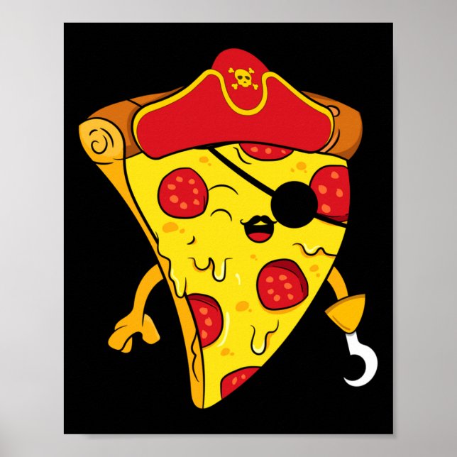 Affiche pirate de la mer des Caraïbes garçon pizza (Devant)
