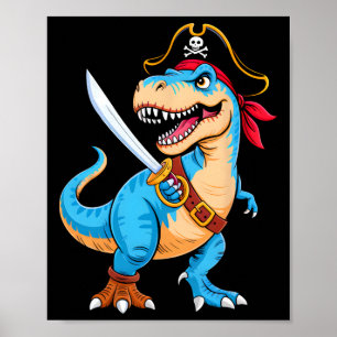 Affiche Pirate Dinosaur T Rex Garçons Enfants Funny Hallow