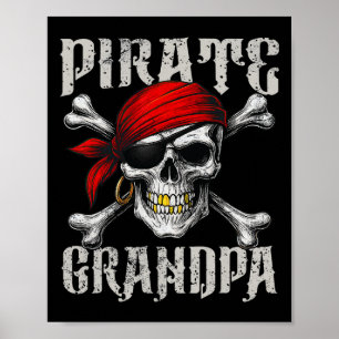 Affiche Pirate Grand-Père Jolly roger Drapeau Et Crossbon 