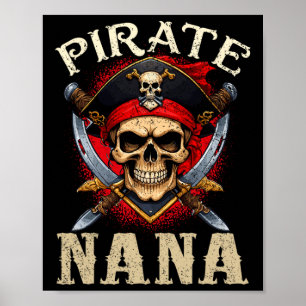Affiche Pirate Nana Crâne Jolly roger Halloween Pirate Fam