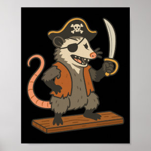 Affiche Pirate Opossum Drôle Costume Halloween Possum Love